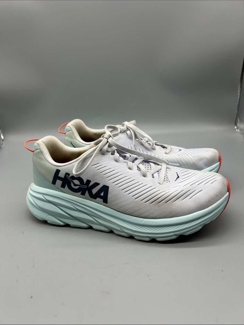 Hoka Rincon 3 White and Blue Glass size 8.5D